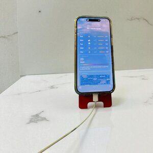 Decorative Wooden Phone Stand 2P Red 6 x 2.6 Inches Universal  Design for Desk U